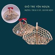 Bamboo basket forCNY holiday gifts, environmentally friendly bamboo saddle basket for fruits, vegeta
