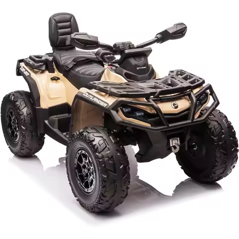2 Seater Ride On ATV for Kids, 24V Four Wheeler Electric ATV Battery Powered with Leather Seat, Safe
