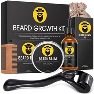 Beard Growth Kit - Beard Growth Oil (2oz), Balm, Comb, Stimulates Beard and Hair Growth - for Men, D