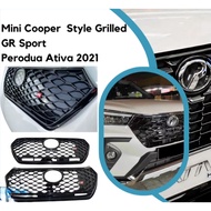 Perodua Ativa Mini Cooper Style GR Sport Front Grille ABS Glossy Black Body Kit Ready Stock