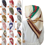 Aibins 2A1-49 Satin Bawal Corak Muslimah Hijab Scarf Floral Print Tudung Bawal Square Headscarf WJ1002-A