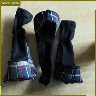 Moon Lighte 3pcs Golf Head Protector Cover 460cc Driver 1 3 5 7 X Wood Golf Club Headcover Set Head 