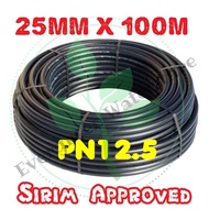 25MM X 100M PN12.5 Sirim HDPE Pipe / Poly Pipe Sirim