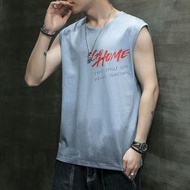 夏季坎肩背心男士無袖T恤潮流運動健身寬鬆純棉體恤連帽百搭簡約