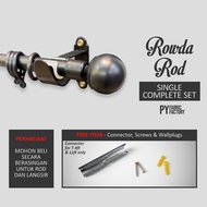 (READYSTOCK) ROWDA CURTAIN ROD, single black aluminium for sliding door, window rod langsir complete