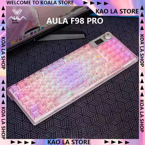 AULA F98 Pro Mechanical Keyboard Wireless Bluetooth 3-mode Hot-swap Customized Transparent Keycaps R