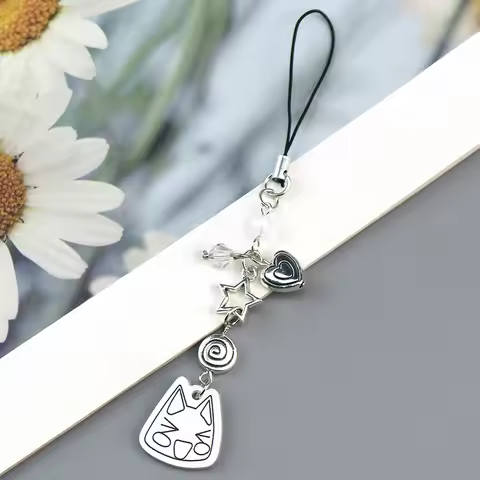 Toro Kuro Cat Phone Charm Y2K Handmade Matching Beaded Keychain Cartoon Game Inspired Cosplay Bag Ba