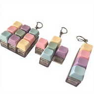 Mini Macaron Fidget Keychain Keyboard Clicker Fidget Toy Colorful Light-Up Version 4/5/9 Keys