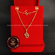 10k gold heart necklace and earring set nontarnish