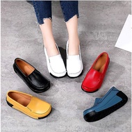 [BA2] Thick-Soled Shoes Height-Increasing White Genuine Leather Women's Lazy Rocking Casual 007-2 Sh