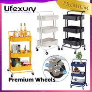 READY STOCK Multifunction 3 Tier Trolley Trolly Storage Racks Office Shelves Home Kitchen Rack Book Shelving Toys