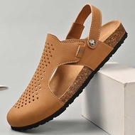 Men 2024 Leather Men's Sandals Durable Handmade Ing Close Toe Non Slip Shoes For Indoor 's