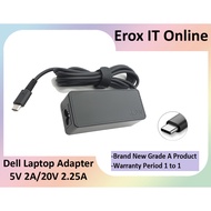45W Type-C 5V 2A 20V 2.25A Laptop AC Adapter Charger for DELL XPS 12-9250 7350 7370 Latitude 13 7370
