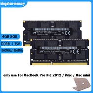 4GB 8GB DDR3L 1600MHz MHz RAM 1866แล็ปท็อปหน่วยความจำ PC3L-14900 PC3L-12800 SO-DIMM แรม1.35V