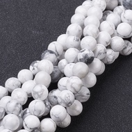 Beethoven 15~16" Gemstone Beads Strands Natural Howlite Round Beads White 8mm hole: about 1mm Jewelry making DIY