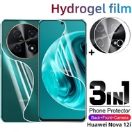 3in1 Front Back Full Cover Protection Hydrogel Film For Huawei Nova 12i 12 i 12SE Nova12i Nova12SE 4G 5G Rear Camera Lens Soft Screen Protector Protective Film , Not Tempered Glass