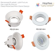 Lighting Fixtures &amp; Eyeball Fitting Round White Eyeball Casing Anti-Glare Adjustable Recessed Die-cast Aluminum Fitting