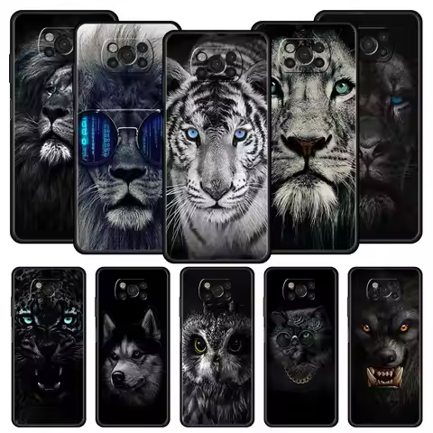 Animal Lion Wolf Tiger Cute Phone Case For For Xiaomi Poco X6 X5 Pro X4 X3 NFC F5 Pro F4 F3 GT M5 M4