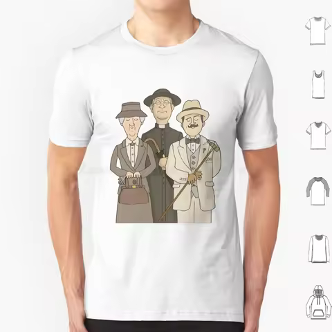 Poirot , Marple And Father Brown T Shirt Men Women Kids 6xl Agatha Christie Poirot Detective Mystery