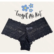 Panty Boxer Forget Me Not Black Lace Flower