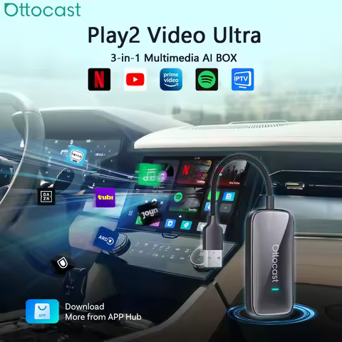 OTTOCAST Play2Video Ultra Ai Box Wireless Carplay Android Auto Adapter Built in Youtube Netflix IPTV