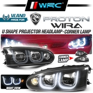 Proton Wira (U Shape) Projector Headlamp + Corner Lamp (Black)