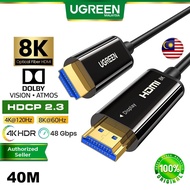 UGREEN 8K HDMI Fiber Optic Cable HDMI 2.1 Dynamic HDR 8K 60Hz 4K 120Hz Ultra High Speed 48Gbps eARC 3D HDCP 2.2 2.3 Dolby Atmos Dolby Vision DTS 3D Effect Display Cable Samsung 8K TV TV Box Laptop MSI Dell Asus Acer Motorola Huawei Matebook Windows