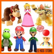 Super Mario Figure Toys Luigi Bowser Yoshi Peach Toad Donkey Kong