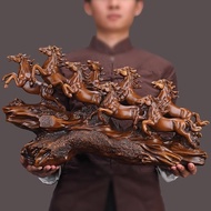 8 Auspicious Horses Luxury Resin Gold/Brown Color Enhances Feng Shui Attracts Wealth For Homes And O