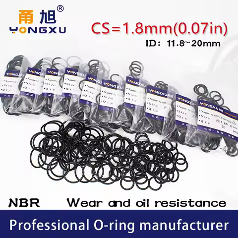 50PCS/Lot Black NBR Sealing O-Ring CS1.8mm Thickness ID11.8/12.5/13.2/14/15/16/17/18/19/20*1.8mm ORi