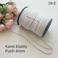 Code: i14-8 Smooth white elastic rubber 4 mm Rp. 75,000 100 yard/