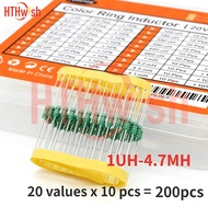 200PCS 0.5W Inductor Assortment Kit 1UH-4.7MH 20Values 1/2W DIP Color Ring Inductance Assorted Kit f