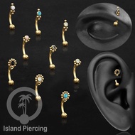 Curved Barbell Eyebrow Piercing gold Eyebrow and Rook Piercing with stones