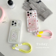 Simple Dog Cute Rabbit Card Holder Casing iphone 17 Pro Max 11 Pro Max 16E 13 Pro Max 7 8 7G 8G 7+ 8