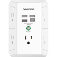 USB Wall Charger, POWERIVER Multi Outlet Extender Surge Protector with 4 USB Ports, 1680J Wall Outle