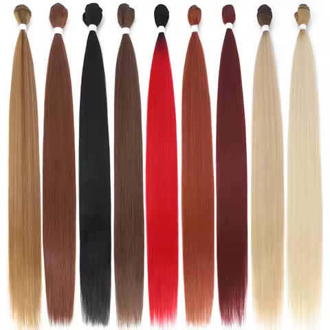 24-32 Inches Coffee Brown Synthetic Hair Bundles High Temperature Hair Weft T1B-Bug Ombre Blonde Ora