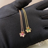 Vca 18k gold diamond-encrustled clover necklace for women high-end Atmospheric Collar commuting Vers