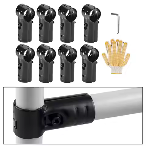 8 Pieces T Pipe Clamp Connector Pipe Fittings Tee Chain Link Fence End Rail Clamps