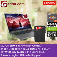 LENOVO LEGION SLIM 5 16AHP9 83DH000CMJ GAMING LAPTOP (RYZEN 7 8845HS,16GB,1TB SSD,16"WQXGA 165Hz,RTX4070 8GB,WIN11)FREE BACKPACK