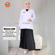 COD BLOUSE PDH PUTIH WANITA  LENGAN PANJANG / SERAGAM GURU BLUS PPPK / BAJU WANITA ASN PUTIH