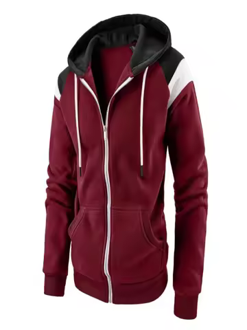 Chaqueta Bomber sin capucha para hombre chándal informal holgado con cremallera puntada lateral pren