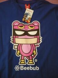 Beebub 設計村限量T恤 卡通圖案 頑皮豹 粉紅豹M號 寶藍色