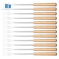 12 Piece Fondue Fork Grilling Set Muddler Reusable Fruit Forks Bbq Fork Dipping Ice Cream Fondue Forks Wood + Stainless Steel for Cocktails Set