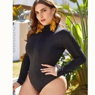 ALIYAH L-4XL PLAIN BIKINI RASHGUARD SUMMER BEACH ONE PIECE SWIMSUIT