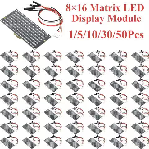 1/5/10/30/50Pcs 8*16 Dot Matrix LED Screen Module I2C Interface 3.3V 5V Wide Voltage LED Display Ele