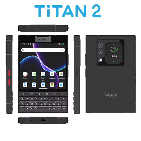 Unihertz Titan 2 Smartphone Android 15 with Physical Keyboard 5G Dual Screen Phone 512GB Dimensity 7