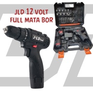 PROMOSI BOR JLD 12V - SET BOR OBENG BOR 2 BATERAI 12 VOLT CORDLESS DRILL