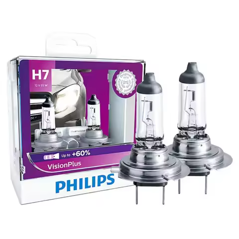 Philips H7 VisionPlus 12V 55W PX26d Halogen Headlight VP +60% Bright 12972VPS2 2X Uses For Auto Ligh