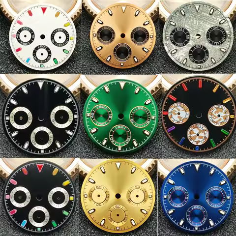 VK63 Dial High Quality Green Luminous 29mm Watch Dial for VK63 Movement Men's Watch Accessories