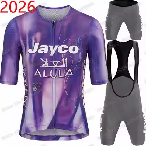 2026 Team Jayco Alula Cycling Jersey Set Purple Australia Cycling Clothing Men Road Bike Shirt Suit 